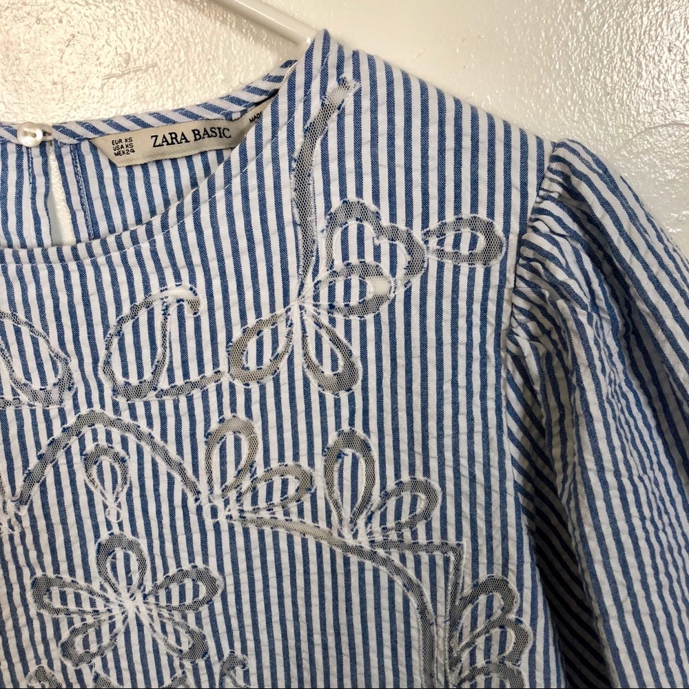 Zara Blue/White Stripe Blouse - Picture 3 of 5